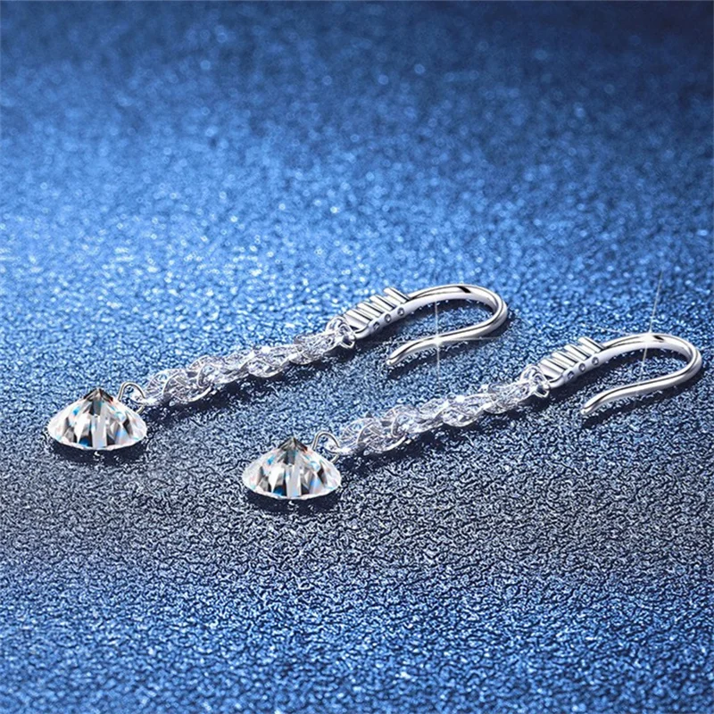 E239 Lefei الموضة الكلاسيكية الأبيض مويسانيتي تصميم رائع سلسلة استرخى القرط للسحر النساء الفضة 925 مجوهرات الحفلات هدية #5