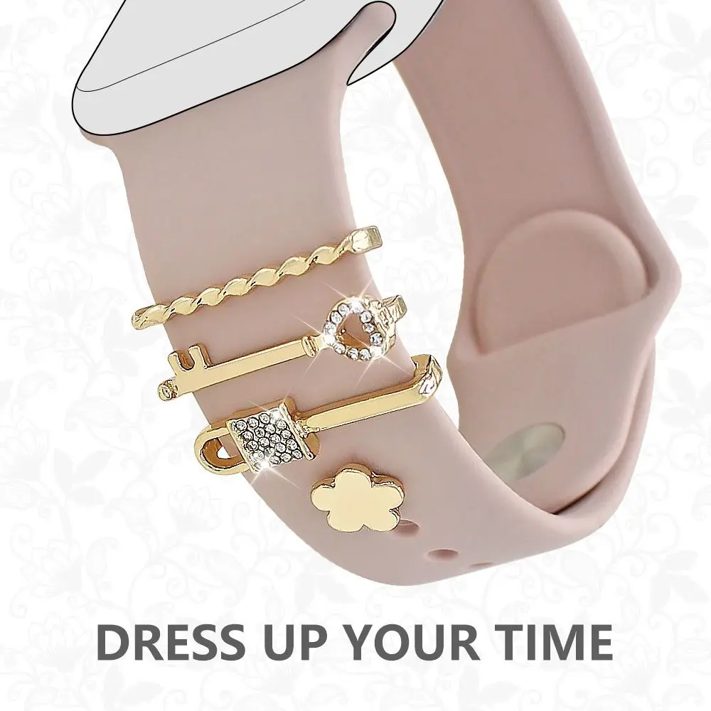 Новый алмазный орнамент, металлические подвески, силиконовый ремешок, декоративное кольцо для Apple Watch, декор, аксессуары для браслета iwatch