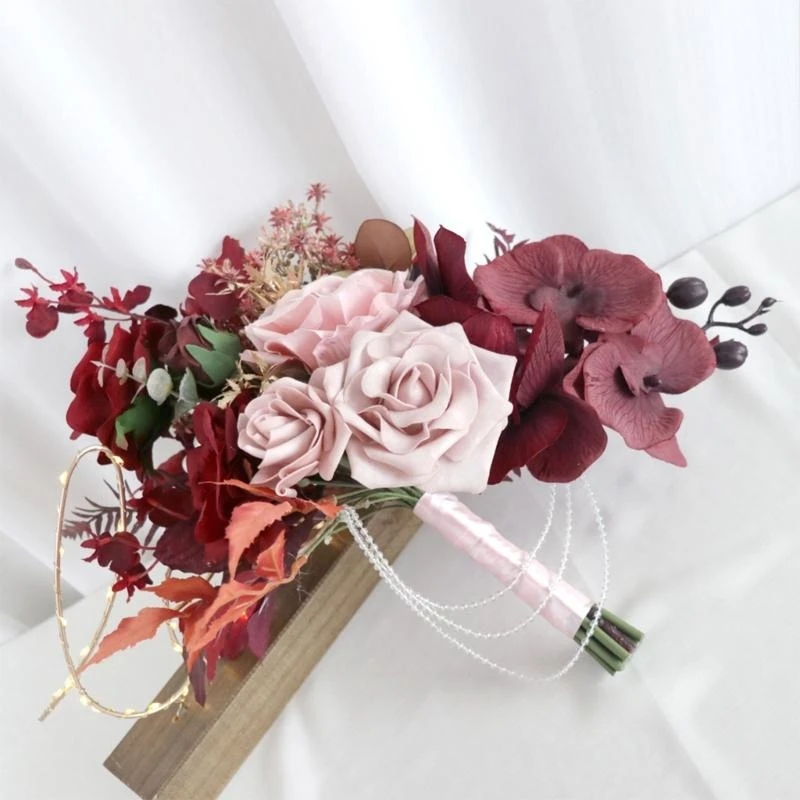 

Свадебные букеты с жемчугом для подружки невесты, свадебные букеты из искусственных цветов для свадебной церемонии, валентинки