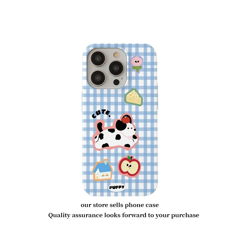 Funda de perro de dibujos animados a rayas azules y blancas para IPHONE 17 16ProMax 15 14 13 12 11 PRO XR acrílico TPU dos en uno fundas de teléfono magnéticas