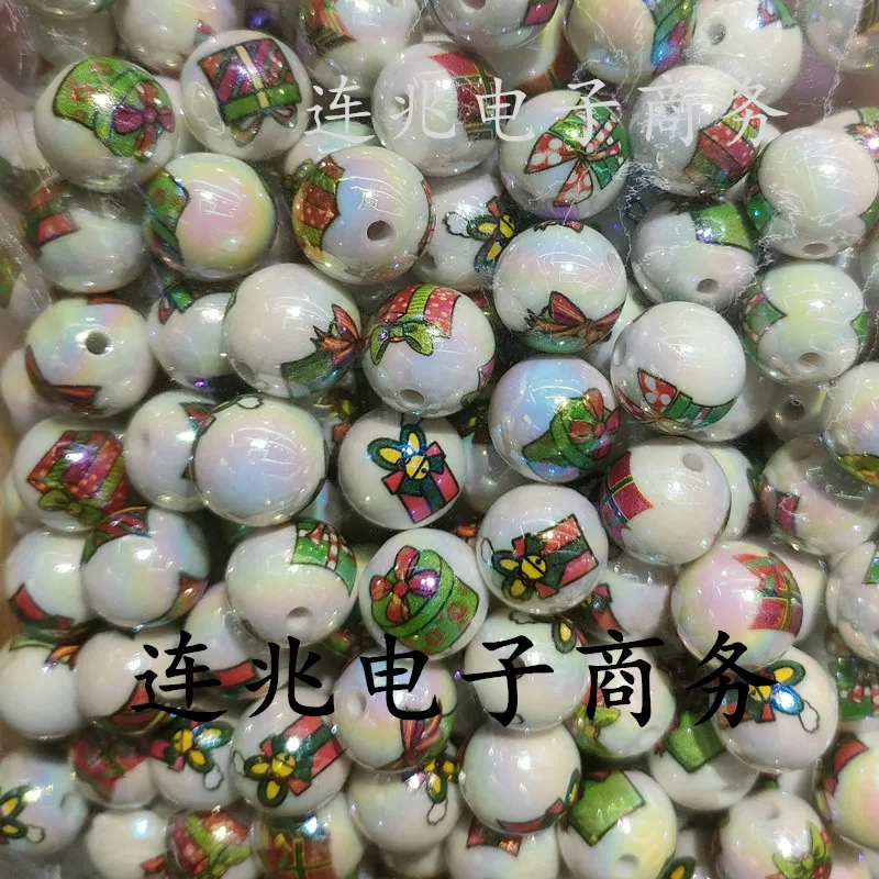 5pcs gift box cartoon anime acrylic beads white background printed beads for diy jewelry making bracelets materials