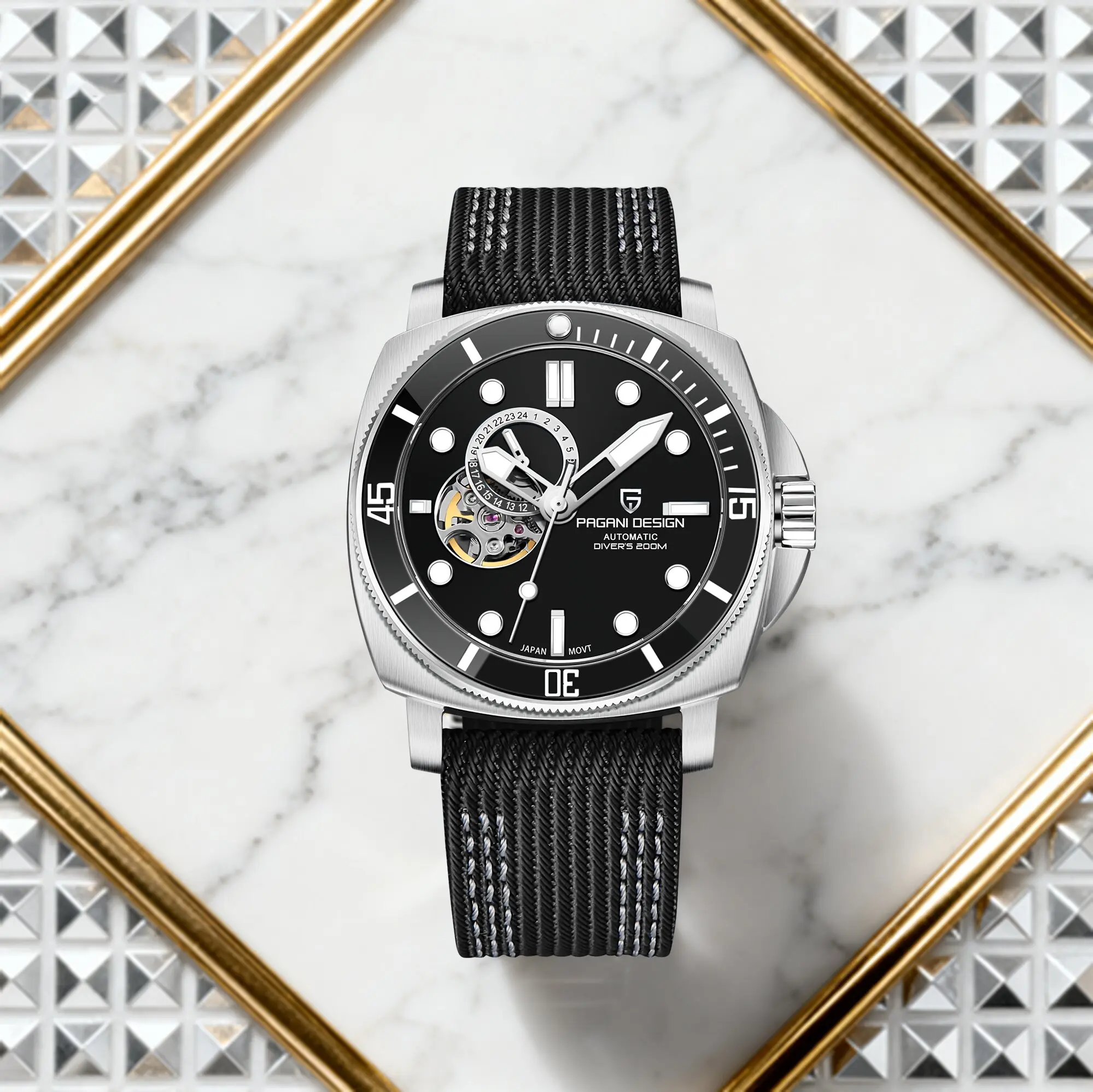 

PAGANI DESIGN 2026 Мужские автоматические механические часы 200 метров Водонепроницаемые повседневные модные индивидуальные ремешки НАТО с турбийоном и календарем