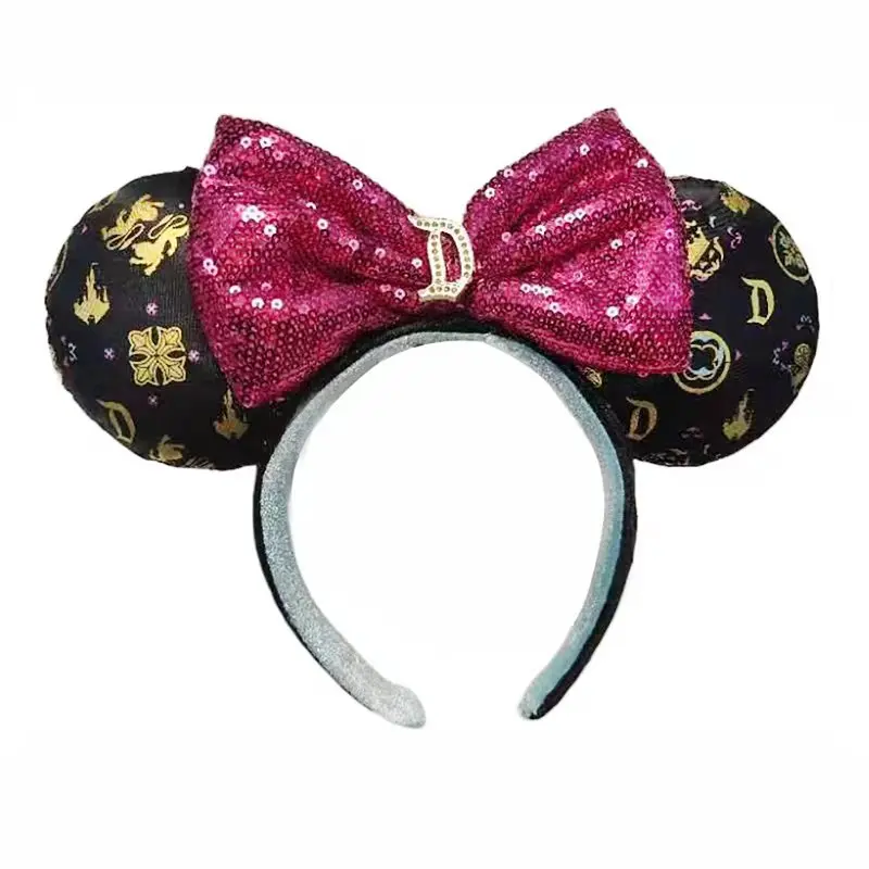 2023 Disney Minnie Ear Headband For Women Disneyland Mickey Ears Plush Sequin Birthday Gift Party Cosplay Girls Accessories Toys