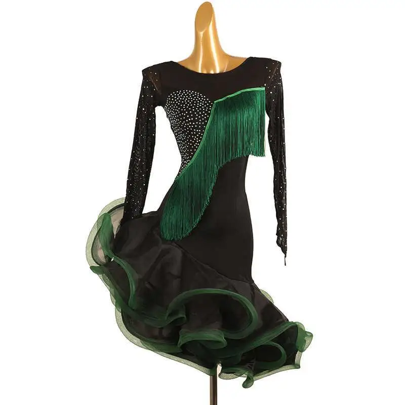 2025 vestido de baile latino negro, ropa de escenario, traje de mujer, ropa deportiva, falda de graduación para niñas, traje de fiesta de noche para mujer