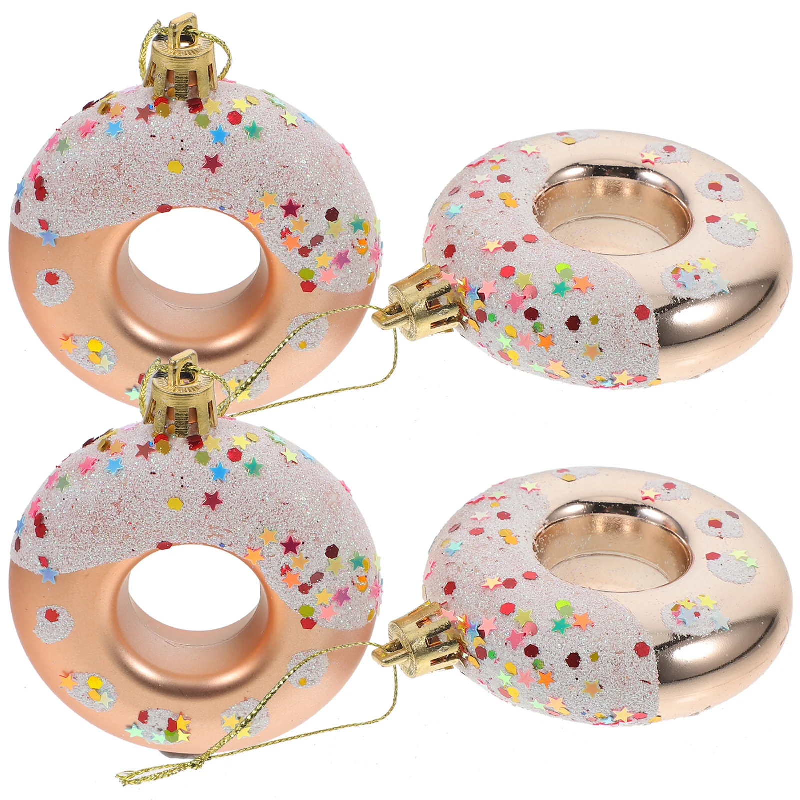 

4Pcs Christmas Tree Decorations Plastic Donut Pendants Xmas Party Hanging Ornaments Festive Home Decor Supplies