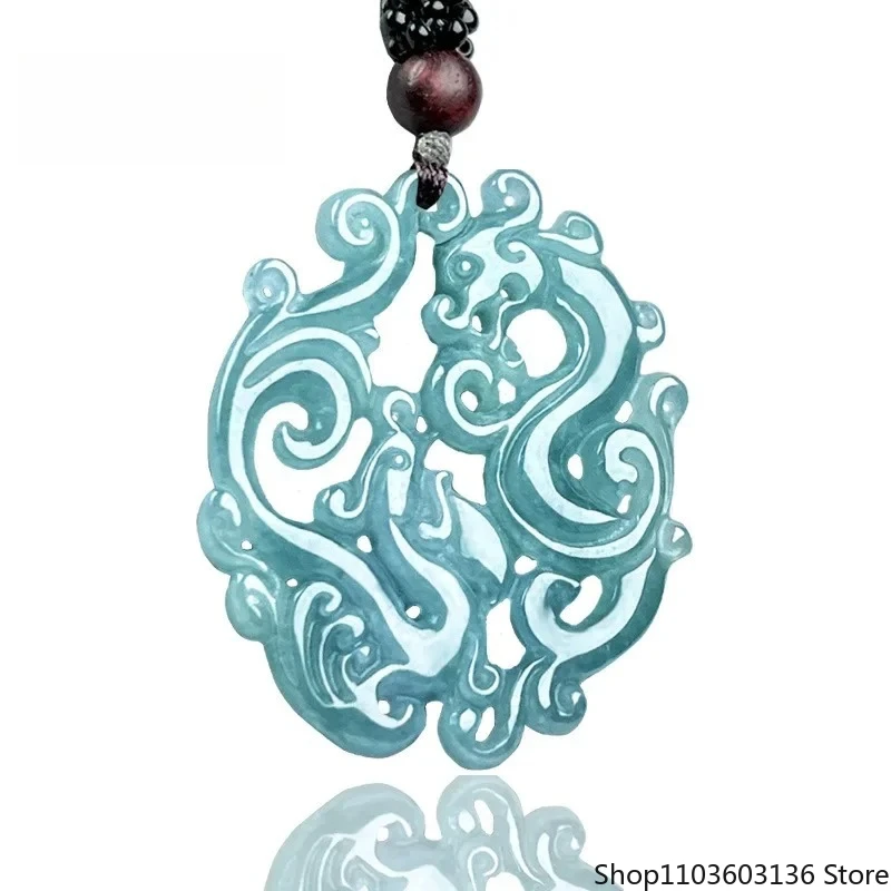 

Натуральный жадеит, полый дракон, Феникс, Chengxiang, кулон, ручная резьба, изысканные модные мужские и женские ювелирные изделия, ожерелье-талисман