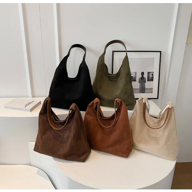 Sac à Main Vintage en Daim de Grande Capacité pour Femme, Souple, Décontracté, Simple, Rétro, Collection Automne et Hiver，bag