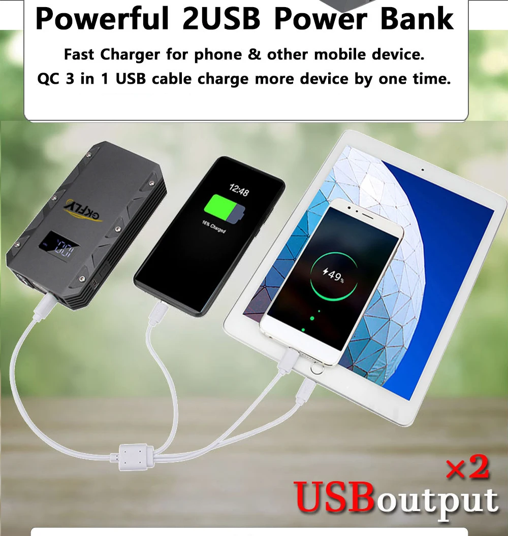 GKFLY 3000A 5000A 9000A Auto Starthilfe Power Bank Tragbare 12V Start Gerät Power Auto Batterie Booster Buster für 10,0 L 8,0 L – Detail 11