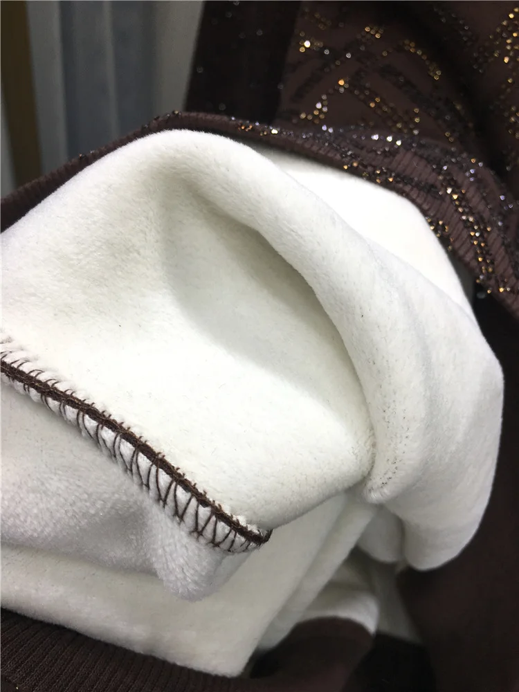 Sweat-shirt polaire à strass pour l'industrie lourde européenne, col rond, lettre ample, mi-long, polyvalent, tendance automne hiver