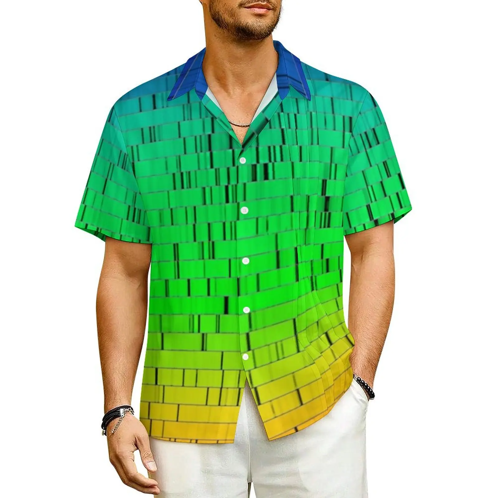 

Abstract Sunset Casual Shirt Visible Light Print Trendy Hawaii Shirts Male Short-Sleeve Vacation Y2K Graphic Oversized Blouses