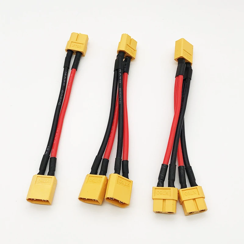 

XT60 Parallel Battery Connector Male/Female Cable Dual Extension Y Splitter 14AWG Silicone Wire for RC Drone Motor Part