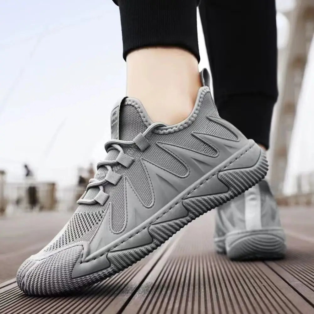 Fashion Breathable Men's Casual Sneakers Wear-resisting Lace Up Running Shoes Anti-slip Soft-soled Outdoor Mesh Shoes for Men