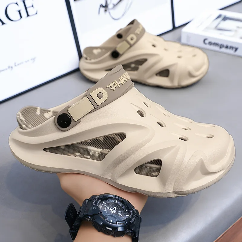 

Новинка 2023 года, мужские летние сандалии, индивидуальные спортивные тапочки, нескользящая пляжная обувь на толстой подошве, новый стиль, мужская обувь