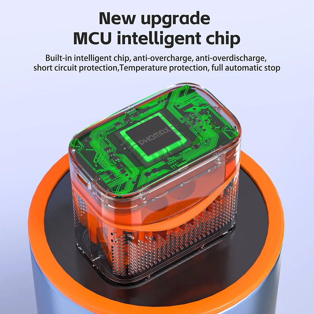 PHOMAX 8-Slot Smart Fast-Charging Charger 1.5V AA/AAA 4200mWh/1110mWh Lithium Battery Rechargeable Batteries Remote Control Toy