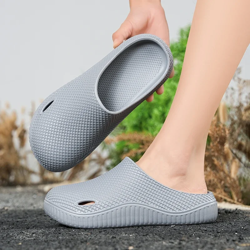 Open Heel Relax Men Casual Summer Slippers Anti Slip Loose Wearing Space for Household Rest and Short Time Outdoor Leisure