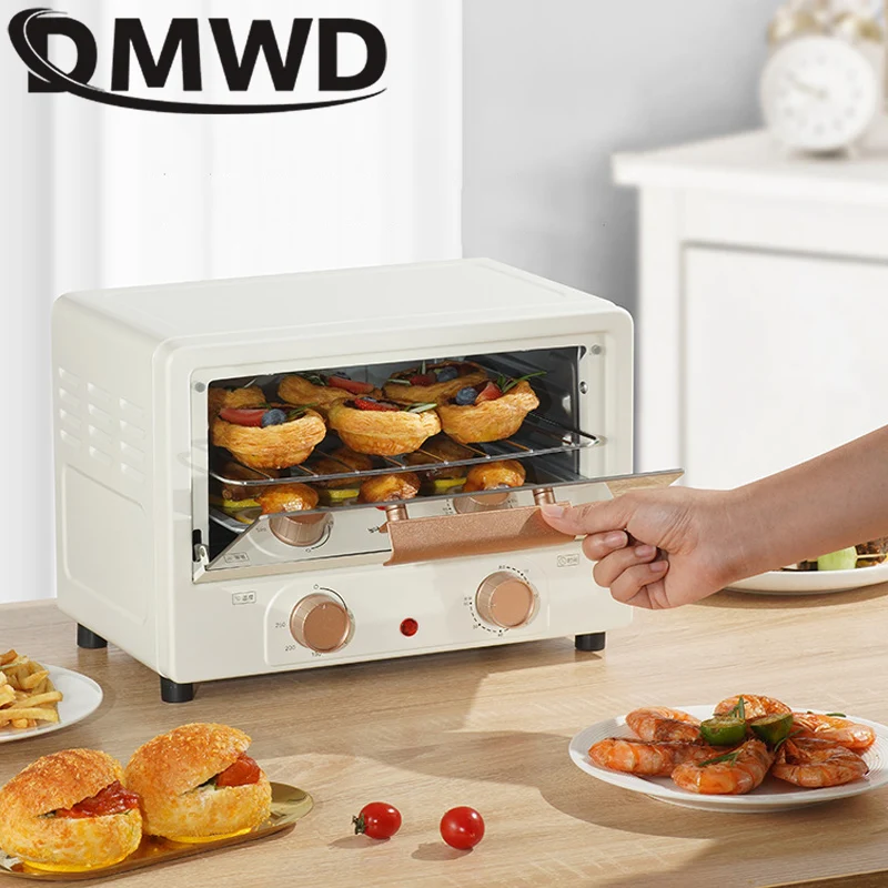 DMWD 220V Electric Oven Multifunction Baking Machine Intelligent Timing Small Roaster Bread Pizza Dried Fruit Baking Machine 15L