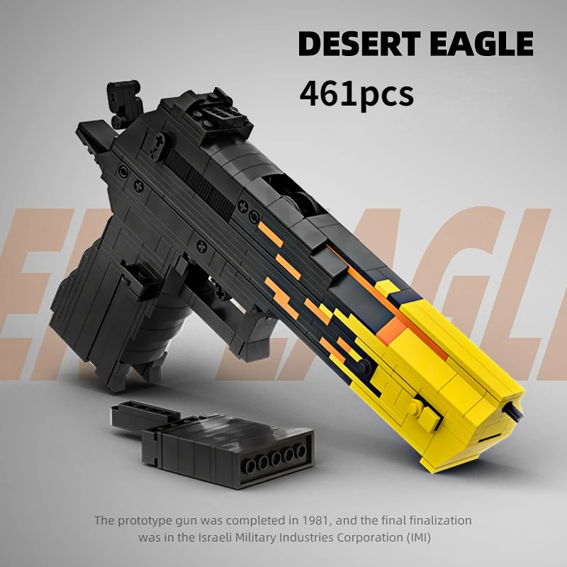 MOC War Series Reaction Training Building Block Gun Weapon Assembly Shooting Desert Eagle Men's Gift Collection Kid's Brick Toy