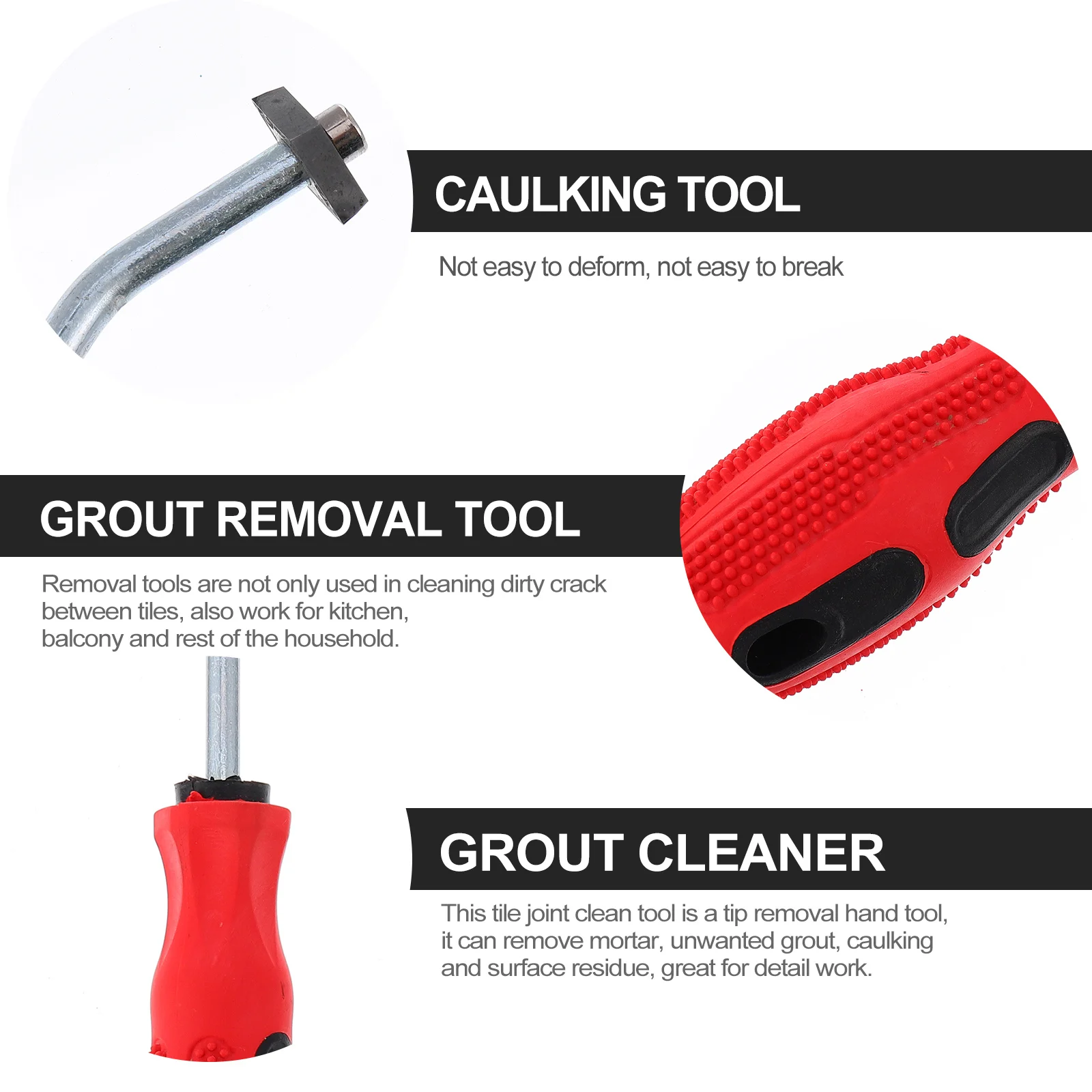 

2pcs Carbide Grout Removal Tool Ergonomic Handle Grout Scraper Cleaner Tile Joint Cleaning Sealant Remover Kitchen Balcony