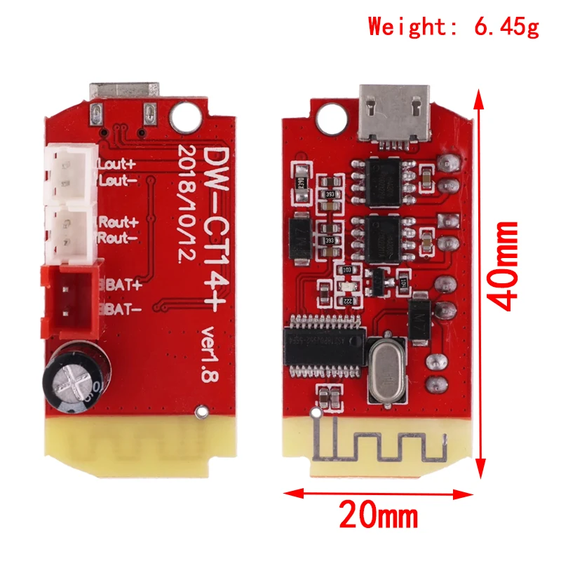 CT14 Micro 4.2 Stereo Bluetooth Eindversterker Board Module 5VF 5W + 5W Mini met Oplaadpoort voor Inbouwen Idle Sound Box