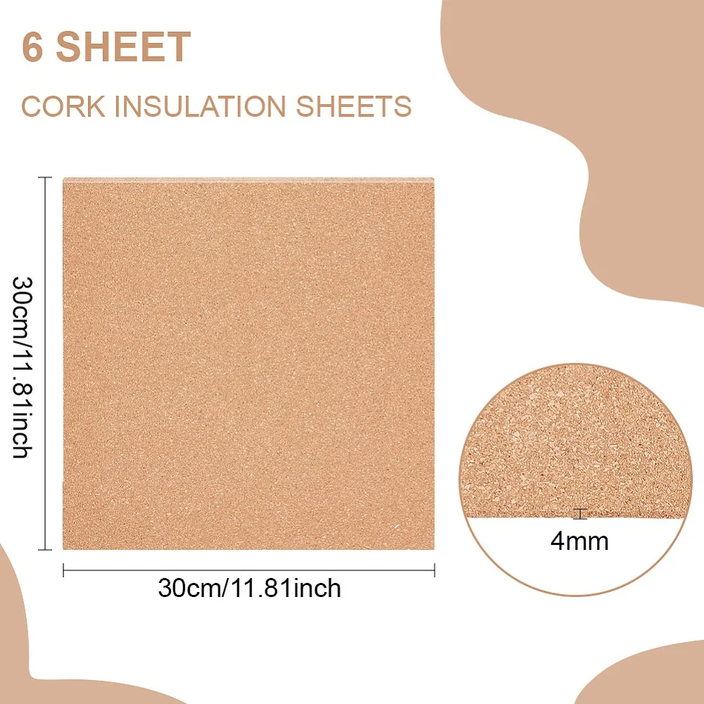 1 Set Cork Sheet Rectangular Board Coaster Cork Sheet for Bulletin Boards Decorations and DIY Crafts 4mm Thick