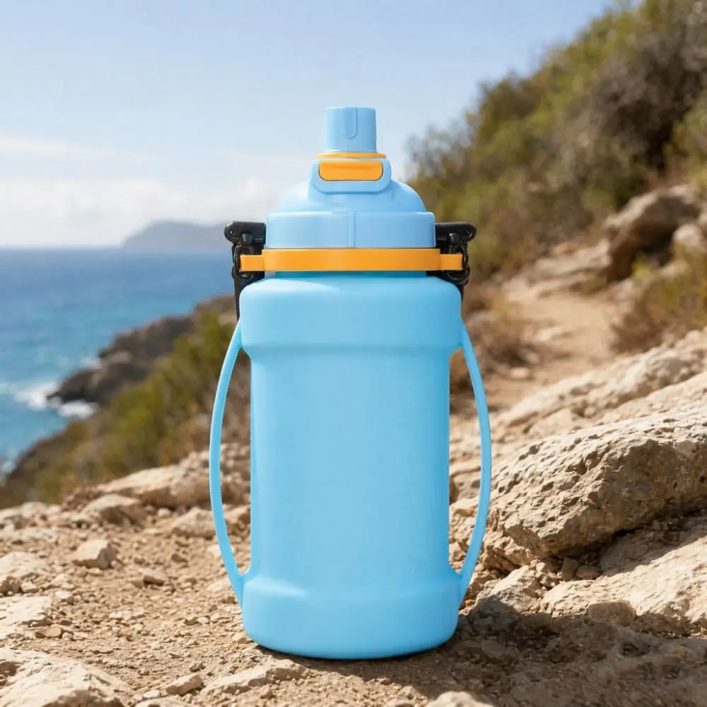 

Large Capacity Silicone Water Bottle Silicone 2L Folding Water Cup Wide Mouth Double Handle Sports Water Kettle Outdoor Travel