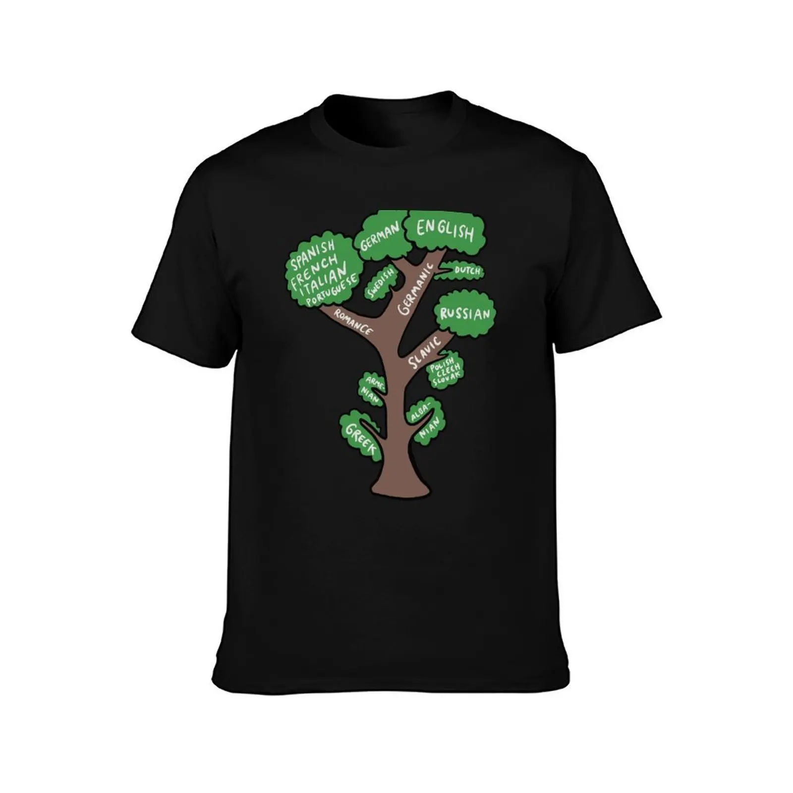 Language Tree - Linguistic Graphic (Linguist design) - Germanic Slavic Roman T-Shirt Big Size Daily Wear T-Shirt