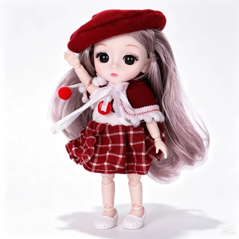 16cm Girl Bjd Doll Nude Plain Body Movable Joint Action Figure Doll Diy Dress Up Hand‑Puppet Collectible Toy For Kids Gift`