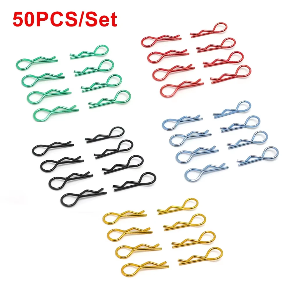 50PCS R Shape Metal Body Clips Pins for 1/10 RC Crawler TRX-4 SCX10 – Assorted Colors Rock Crawler Body Shell Retainer