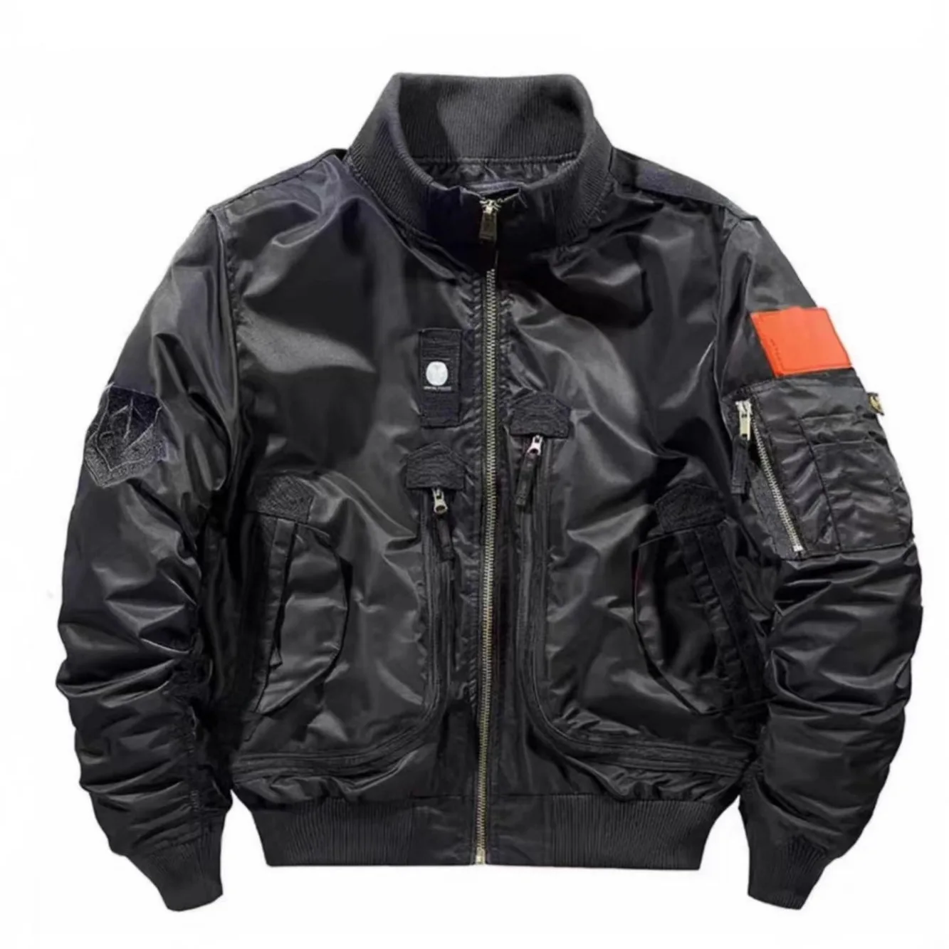 Men's Air Force Pilot Bomber Jacket Stand Collar Baseball Workwear Jacket Windproof Wear Resistant Outdoor Streetwear Coat