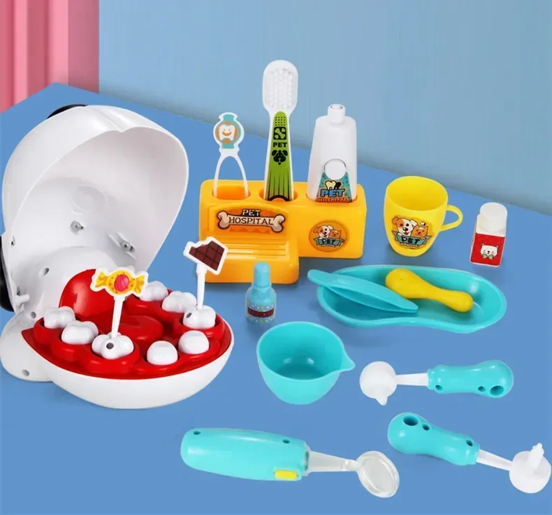 High Quality pet dentist doctor set dentistry toy set tooth filling brush teeth Play house Interactive Toy baby birthday gift