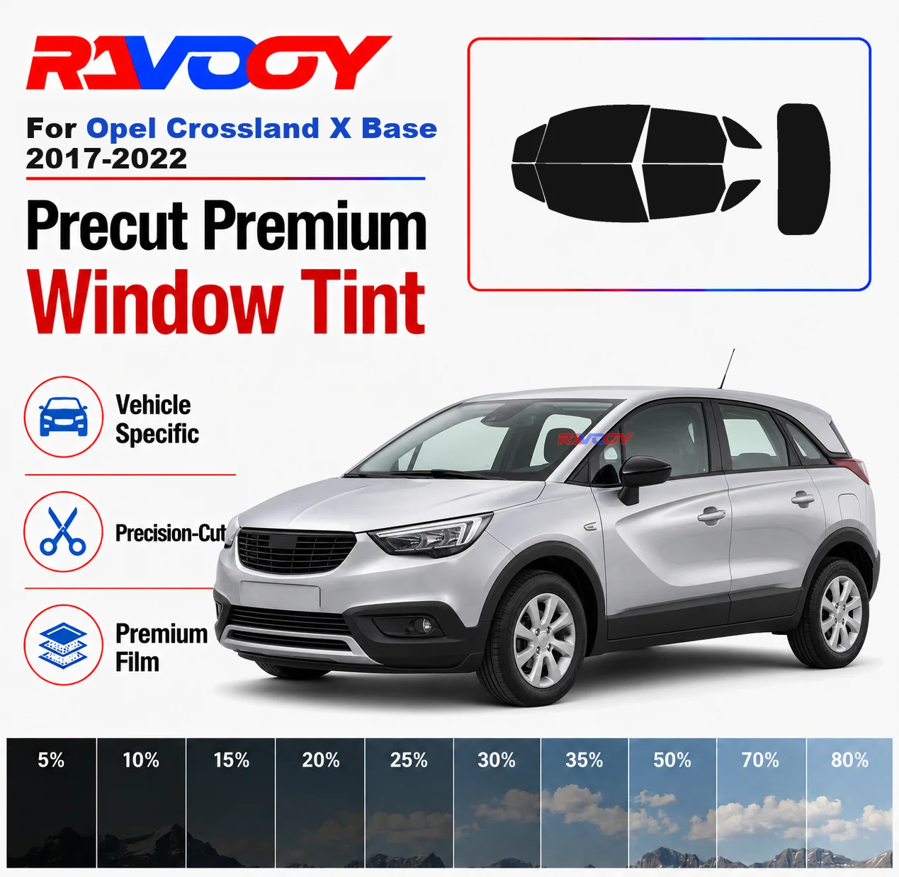 premium-precut-window-tint-kit-front-windows-rear-windows-rear-windshield-for-opel-crossland-x-base-2017-2022-nano-ceramic-film