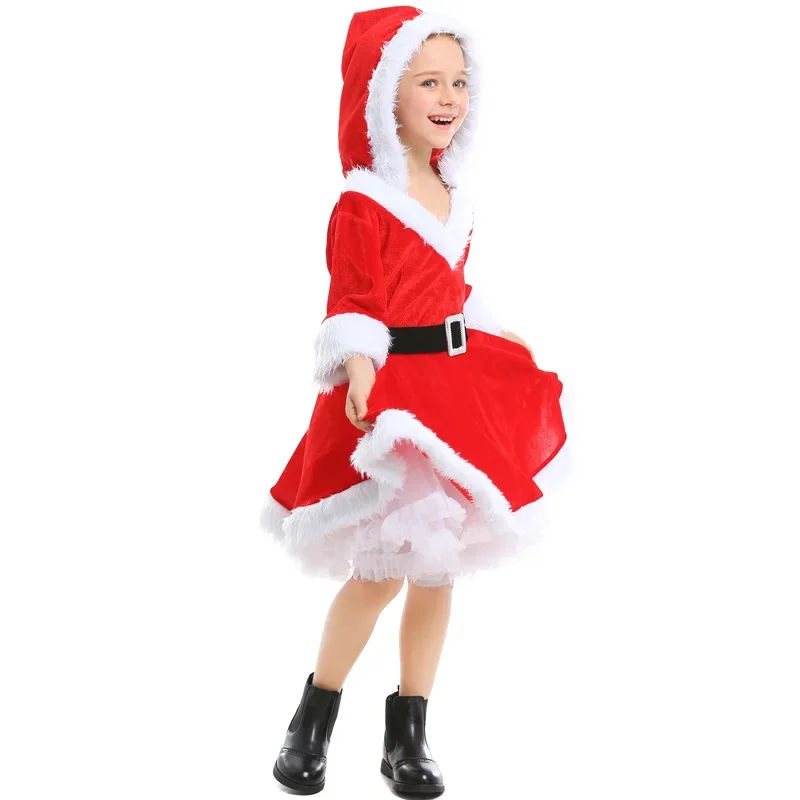

Christmas Children Clothes Girl Dress Cosplay Red Santa Claus One Dress New Christmas Child Festivals Party Dresses