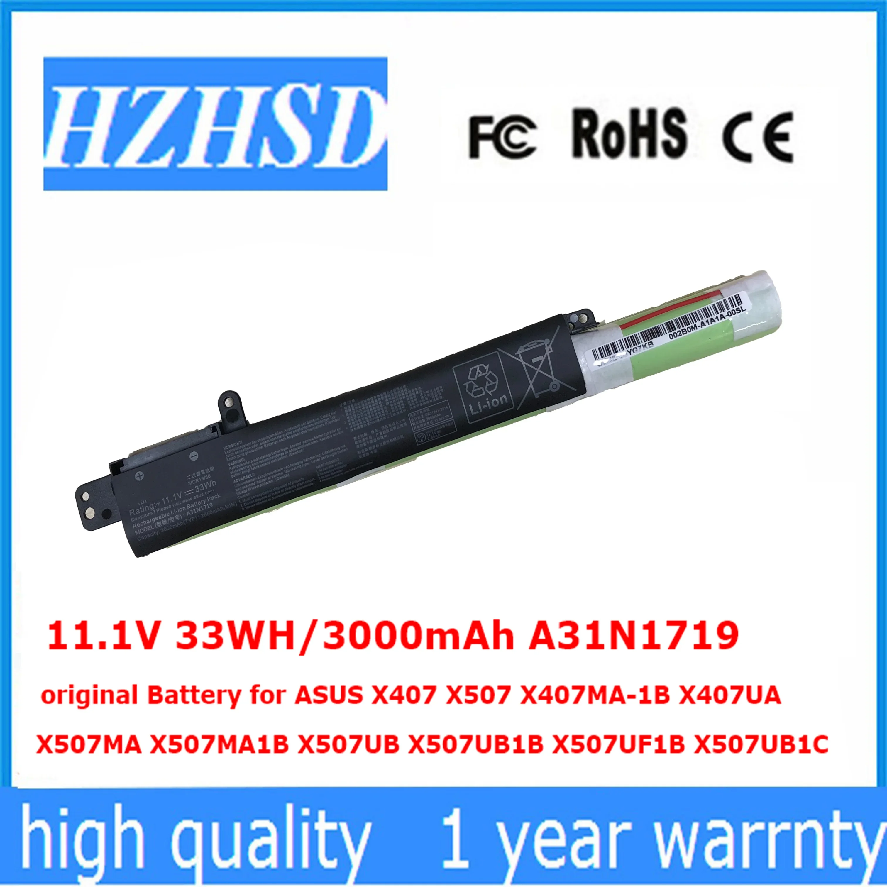 11.1V 33WH/3000mAh A31N1719 original Battery for ASUS X407 X507 X407MA-1B X407UA X507MA X507MA1B X507UB X507UB1B X507UF1B