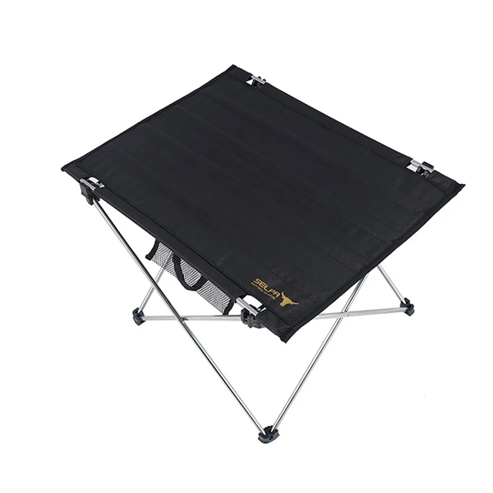 1pc Folding Table Aluminum Frame Oxford Desk Anti-slip Feet Sundries Bag Camping Fishing Hiking Picnic 57cm Outdoor Party