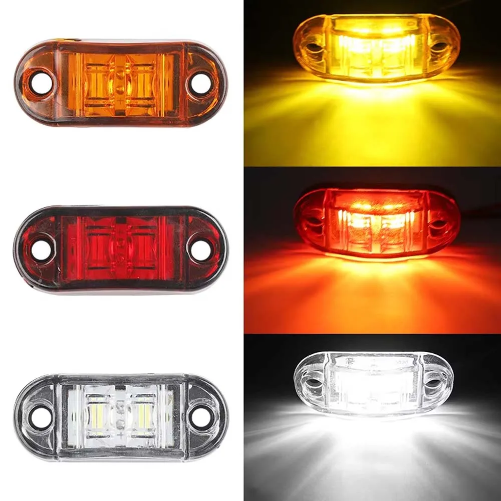 2 PCS 2 Oval LED Universal Led light Side Marker Car Lights for Trailer Trucks Caravan Clearance Lamp Surface Mount 12V-24V