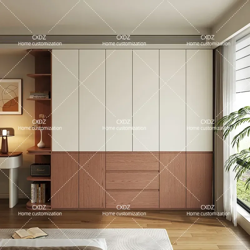 Solid Wood Multi Layer Segmented Wardrobe Simple Color Matching Storage Cabinet Bedroom Home Assembly Finished Product
