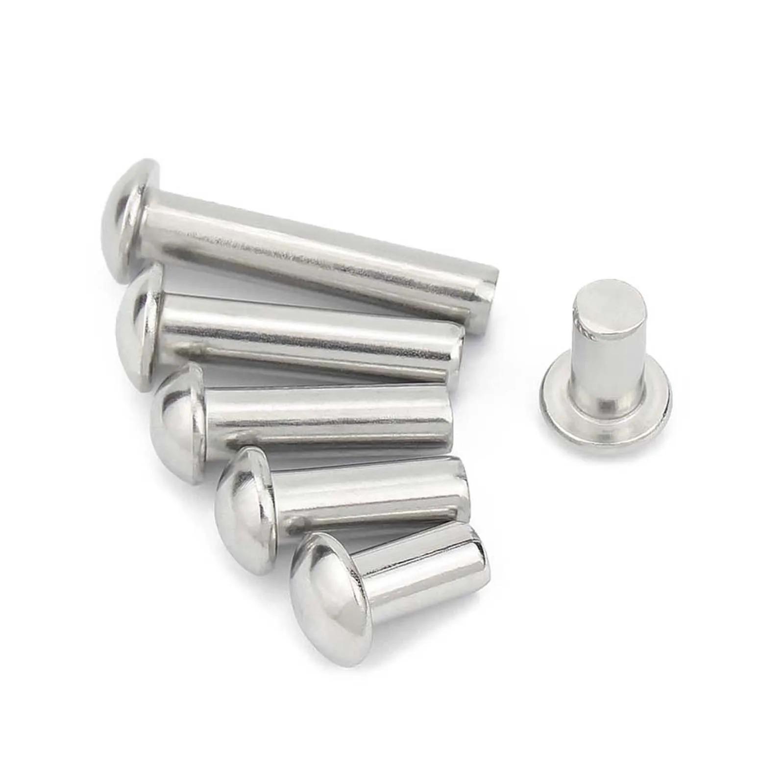 10/50pcs M0.8 M1 M1.2 M1.4 M1.6 M2 M2.5 M3 M4 M5 M6 GB867 304 A2-70 Stainless Steel Clinch Bolt Solid Rivet Self Plugging Screw