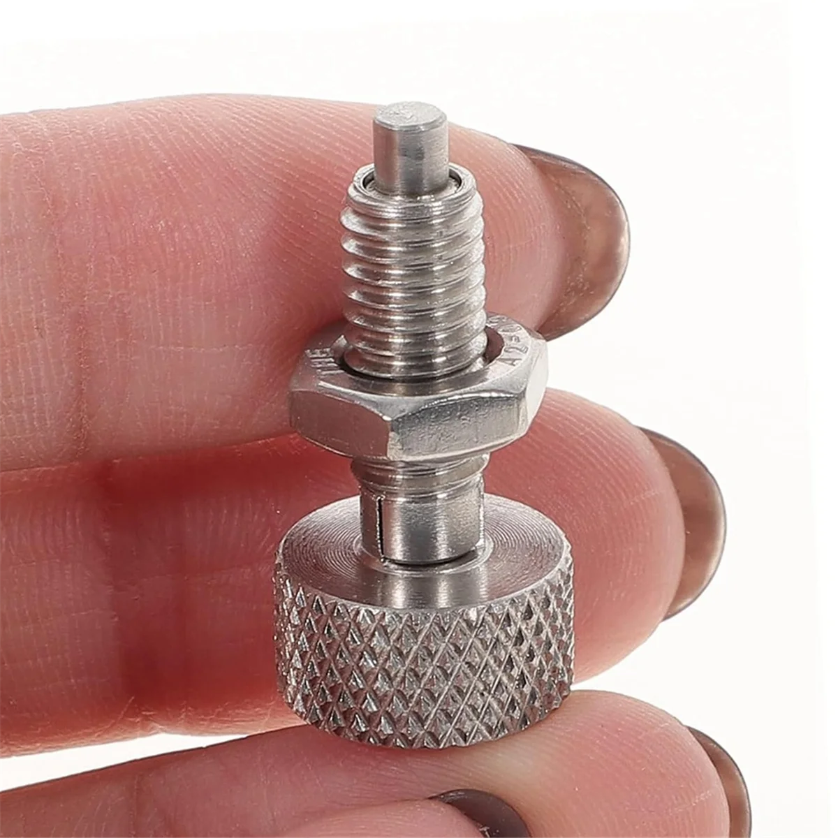 FLLF 2 Buah Plunger Pegas Dapat Ditarik Tangan, Pin Pengunci Pin Pelepasan Cepat Baja Tahan Karat M16 dengan Mur dan Pegangan Knurled