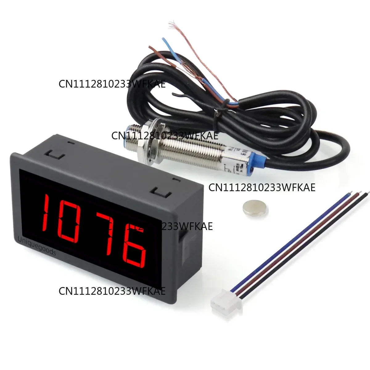 AC 110V-230V High Precision Digital LED Motor Speed Tachometer Gauge RPM Meter with Anti-jamming Hall Proximity Sensor