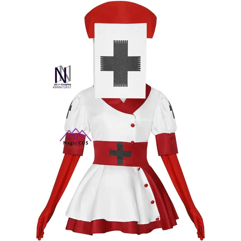 Reaper Nurse Cosplay Costume From Darrk Deceptiionn Sexy Dress with Mask Gloves Belt Headgear Halloween Roleplay Suit for Women