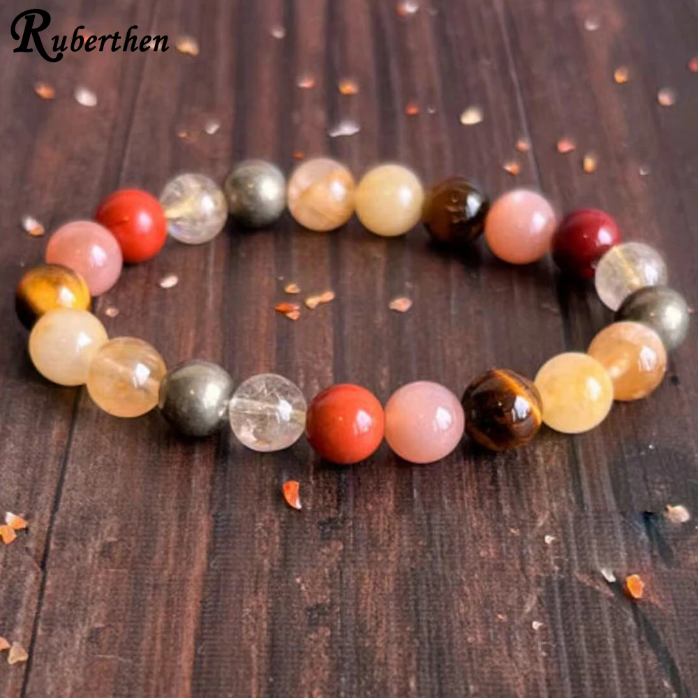 Ruberthen New Design Gemstone Bracelet for Women Solar Plexus Chakra Wrist Mala Personal Power Self Discipline Motivation