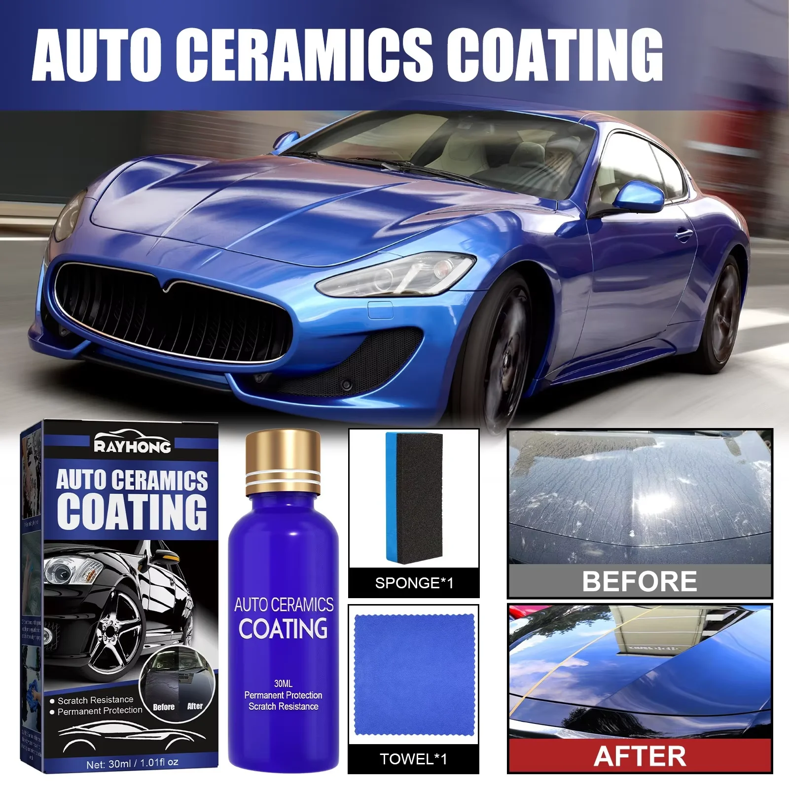 30ML 9H Car Polish Car Liquid Ceramic Coat Super Hydrophobic Glass Coating Set Polysiloxane And Nano Materials