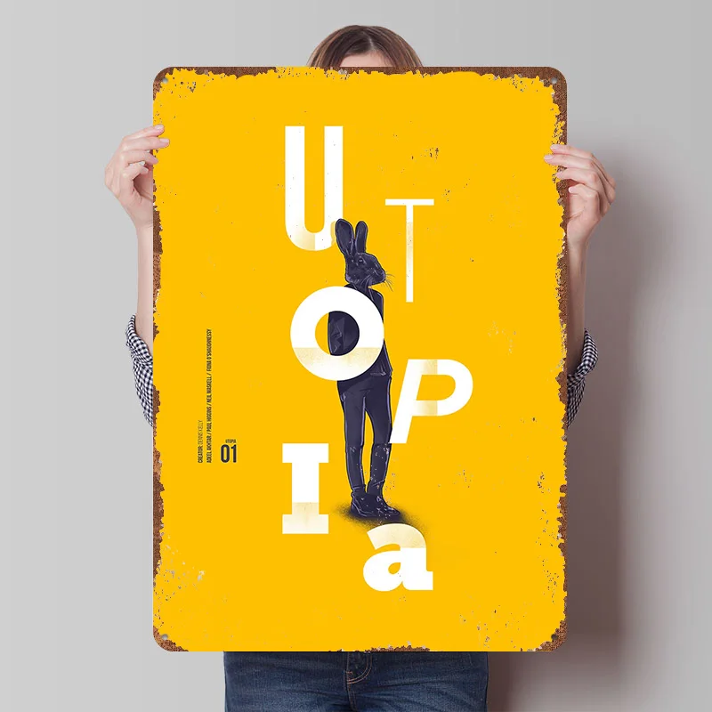 Utopia Poster Customized Vintage Metal Signs Wall Art Retro Tin Plaque for Bedroom Decoration Garage Home Decorations Wand Deko