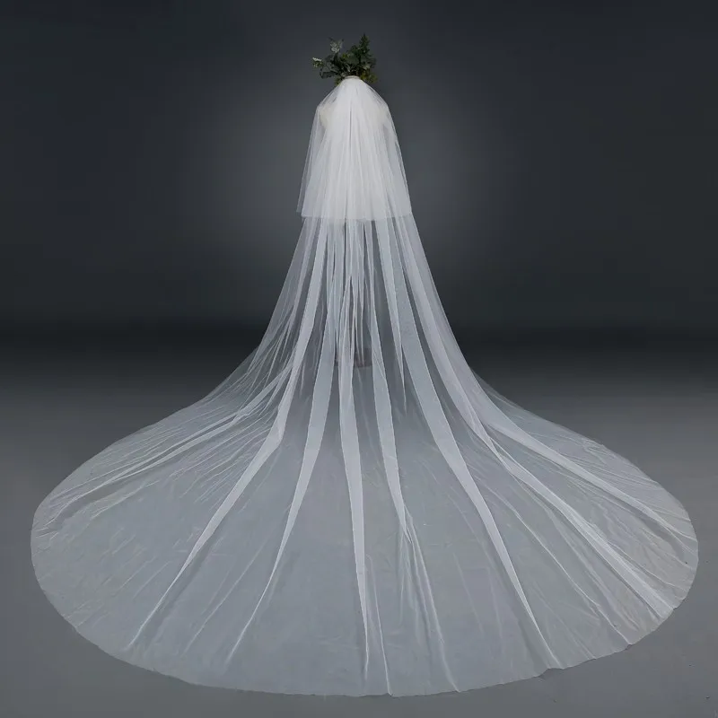 Wholesale Long Wedding Veil 3 Meter Bridal Veil Cathedral with Comb Two Layer Cut Edge Bride Veils Complementos De Boda image 6
