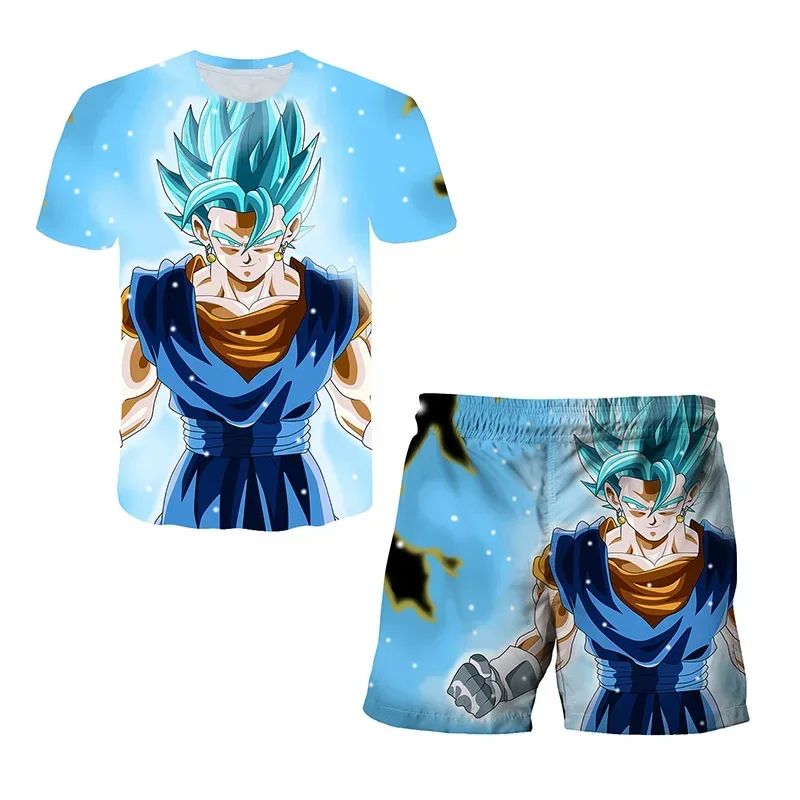 Anime Dragon Ball Kinder 3D T-Shirt Mode Sommer Top Shorts Atmungsaktives Goku-Charakter-Cosplay-Set Geschenk Kinder Orange Kleidung – Detail 6