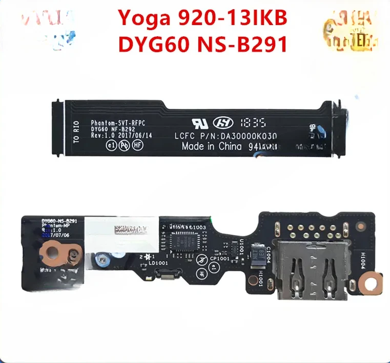 For Lenovo Yoga 920-13IKB Laptop Power Botton Switch USB Io Board Cable DYG60 NS-B291 DA3000K020 NF-B292