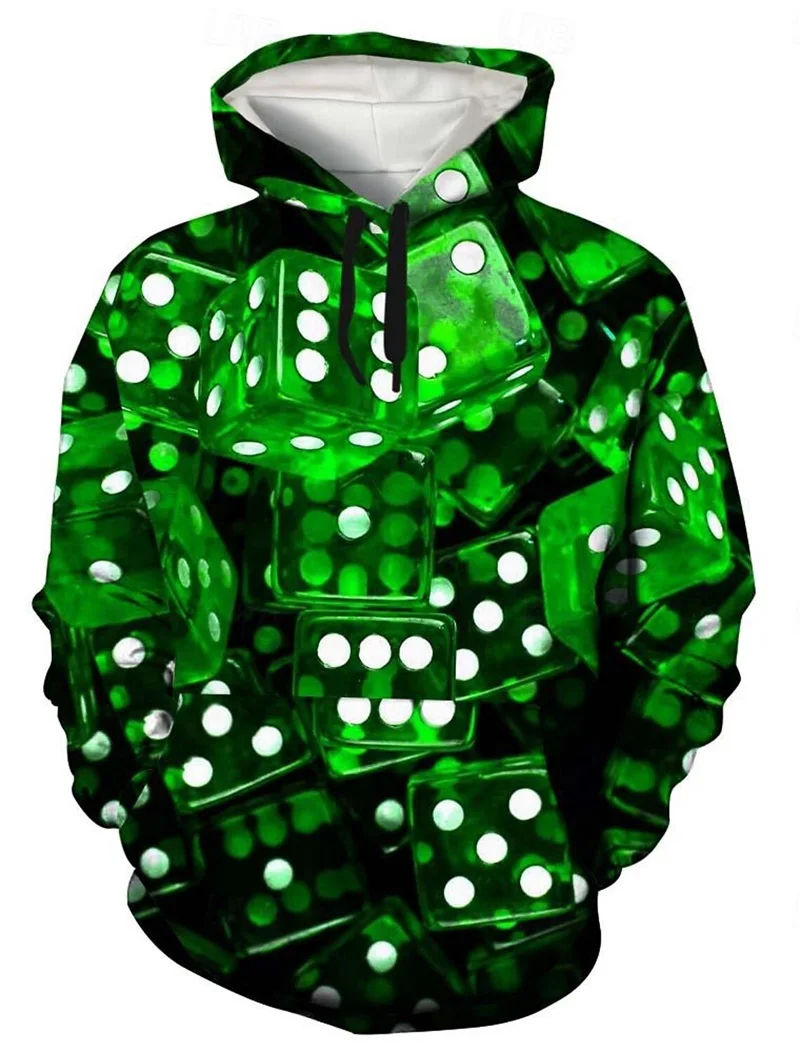 3D Print Dice Graphic Men's Hoodie Cool Pullovers Sweatshirts Clothing Apparel Men Women Oversized Sport Tracksuit Sudadera