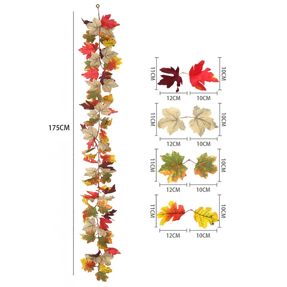 Autumn Artificial Maple Leaf Garland Multicolor Silk Leaves Simulation Mapple Leaves Vine Photo Props Scene Ornament