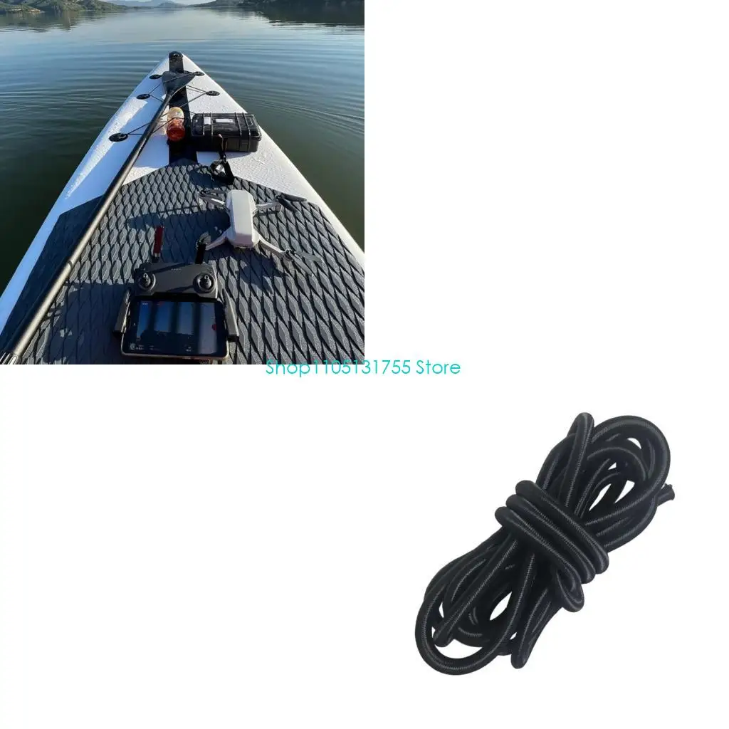 K0EF Board Gear Retention Cord, Black Braided Elastic Bungees for Paddles Board and Surfboard Setups, Flexible Nylon Replacement