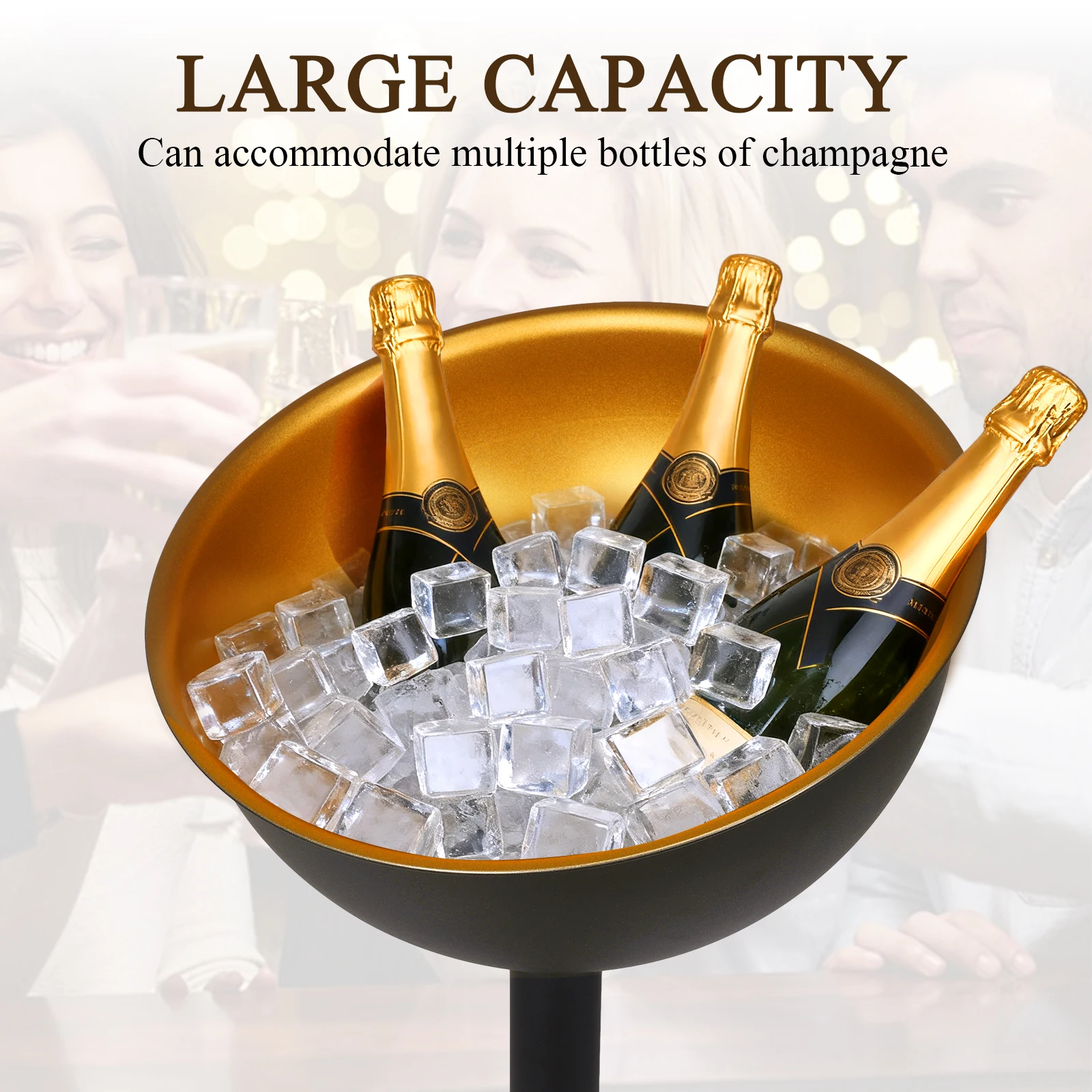 

12L Champagne Ice Bucket Stainless Steel Standing Large Capacity Ice Bucket Champagne Wine Bucket for Party Bar KTV Home